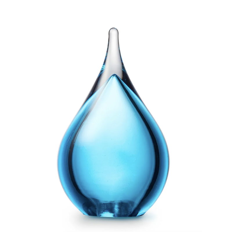 Glazen Memorie Urn Druppel Small Lichtblauw