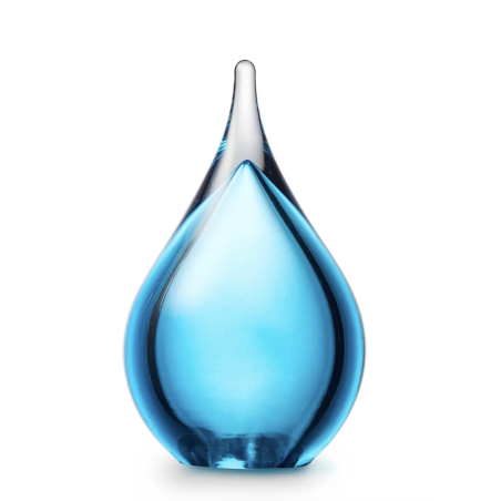 Glazen Memorie Urn Druppel Small Lichtblauw