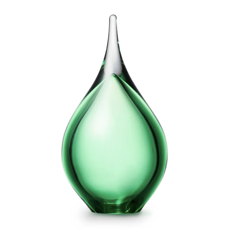 Glazen Memorie Urn Druppel Small Groen