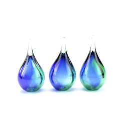 Glazen Memorie Urn Druppel Small Blauw Groen