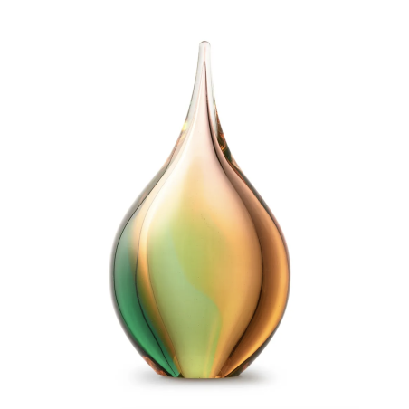 Glazen Memorie Urn Druppel Small Goudgroen