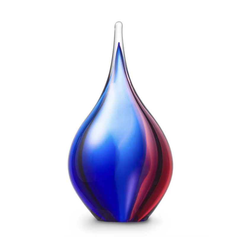 Glazen Memorie Urn Druppel Small Roze Blauw