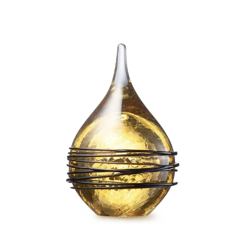 Glazen Memorie Urn Druppel Small Krakele Goudkleur Swirl