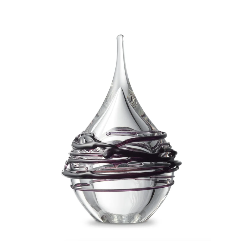 Glazen Memorie Urn Druppel Small Transparant Swirl