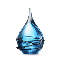 Glazen Memorie Urn Druppel Small Lichtblauw Swirl