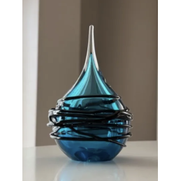 Glazen Memorie Urn Druppel Small Lichtblauw Swirl