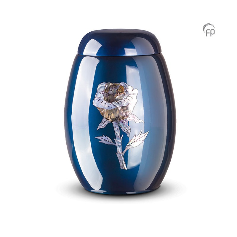 Glasfiber Urn Roos blauw