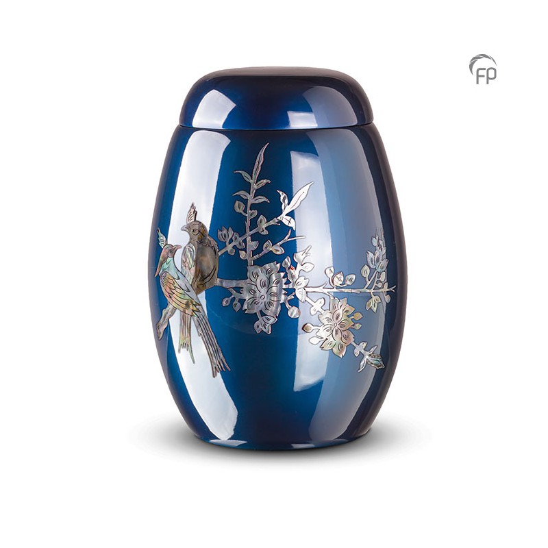 Glasfiber Urn Vogels blauw Glasfiber Urn Vogels blauw